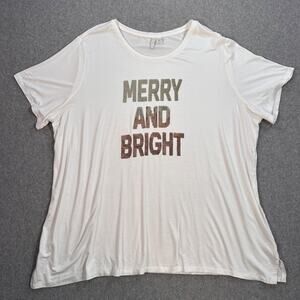 Cato Est. 1946 Merry and Bright Holiday Shirt Women's 22/24W White Sequins